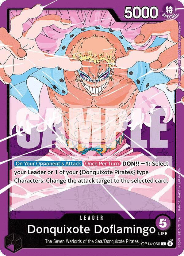 Donquixhote Doflamingo OP14-060 Leader The Azure Sea's Seven One Piece Near Mint