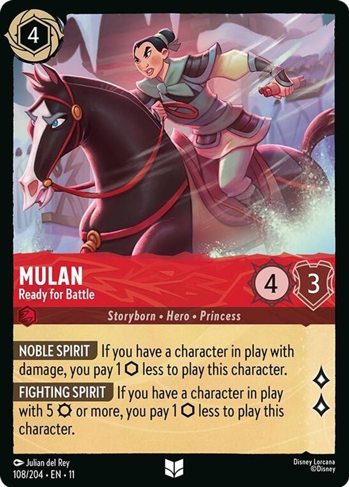 Mulan - Ready for Battle 108/204 Uncommon Winterspell Lorcana Near Mint