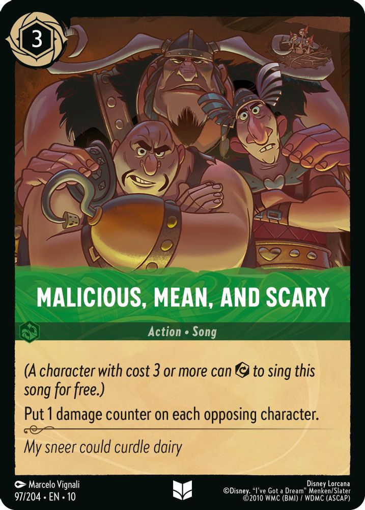 Malicious, Mean, and Scary 97/204 Uncommon Whispers in the Well Lorcana NM