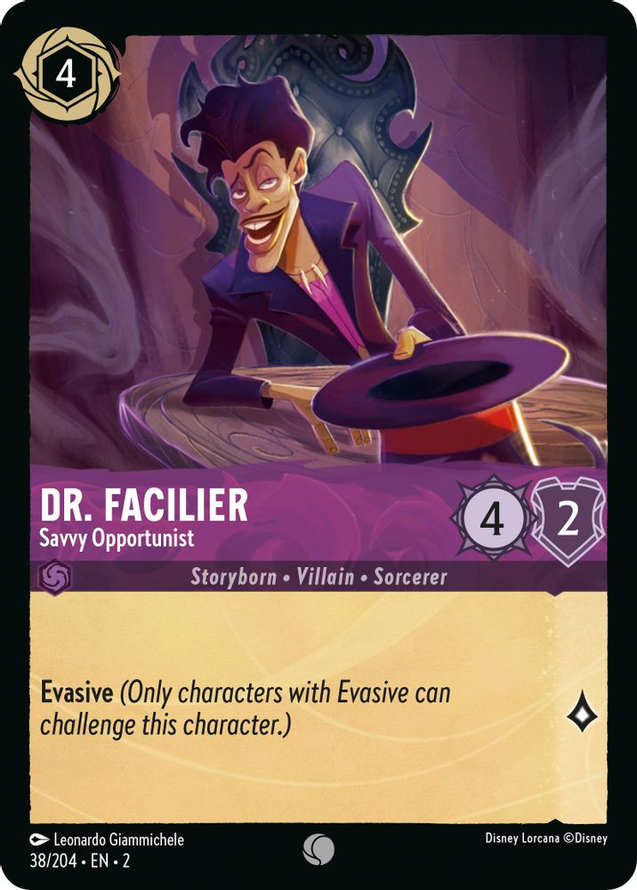 Dr. Facilier - Savvy Opportunist 38/204 Common Rise of the Floodborn Lorcana NM
