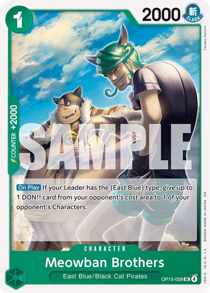Meowban Brothers OP15-028 Uncommon Adventure on Kami's Island One Piece NM