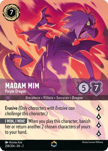 Madam Mim - Purple Dragon (Enchanted) 208/204 Rise of the Floodborn Lorcana Holo NM
