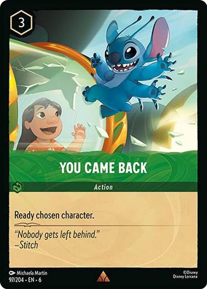 You Came Back 97/204 Rare Azurite Sea Lorcana Near Mint