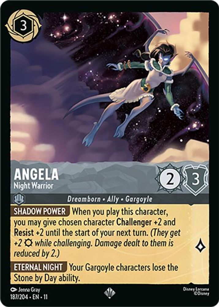 Angela - Night Warrior 187/204 Super Rare Winterspell Lorcana Near Mint