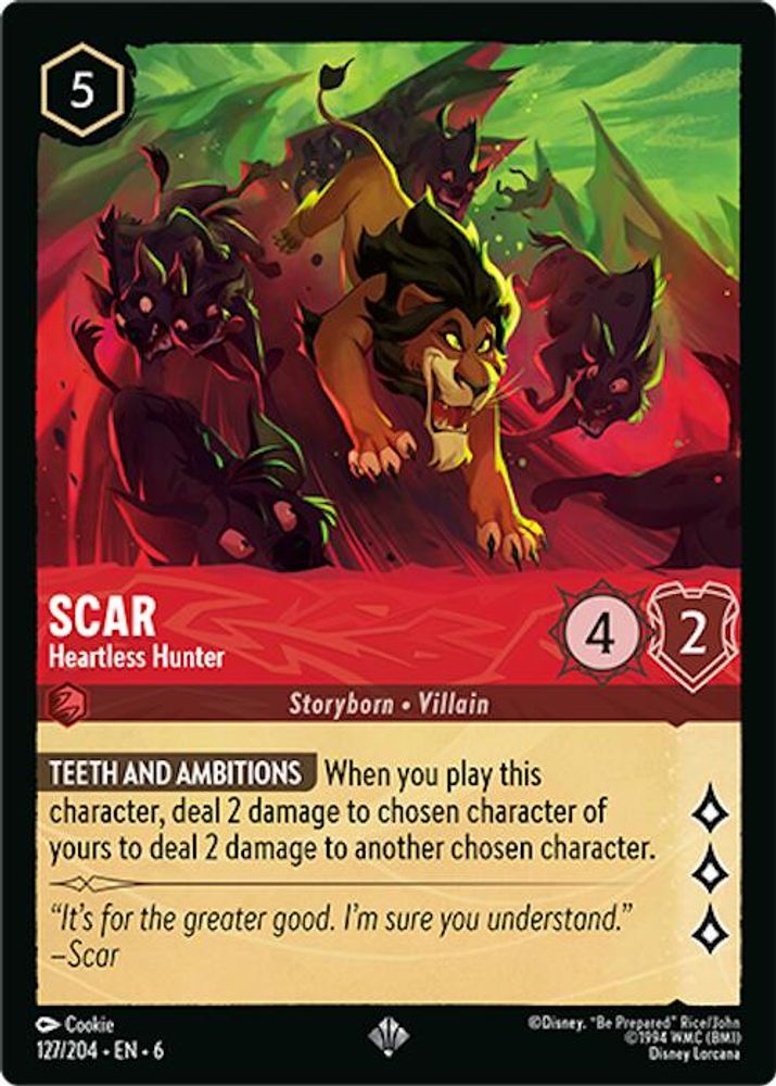 Scar - Heartless Hunter 127/204 Super Rare Azurite Sea Lorcana Near Mint