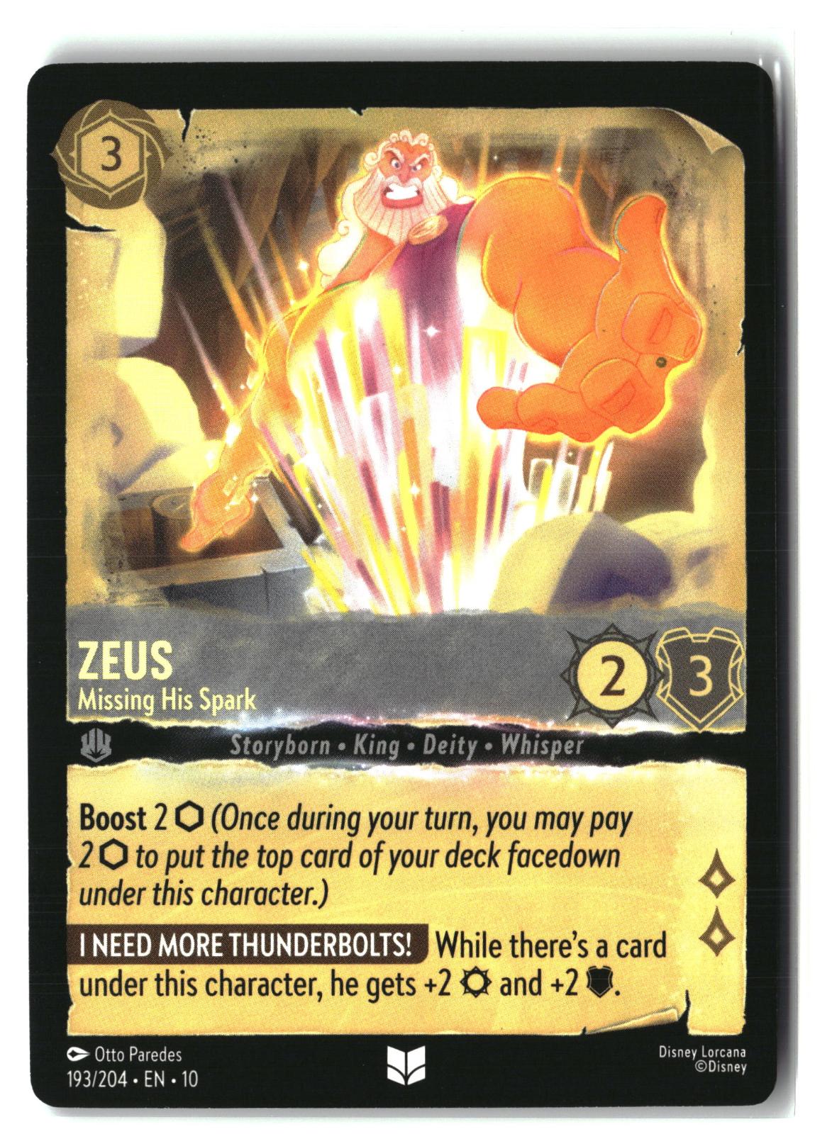 Zeus - Missing His Spark 193/204 Uncommon Whispers in the Well Lorcana LP
