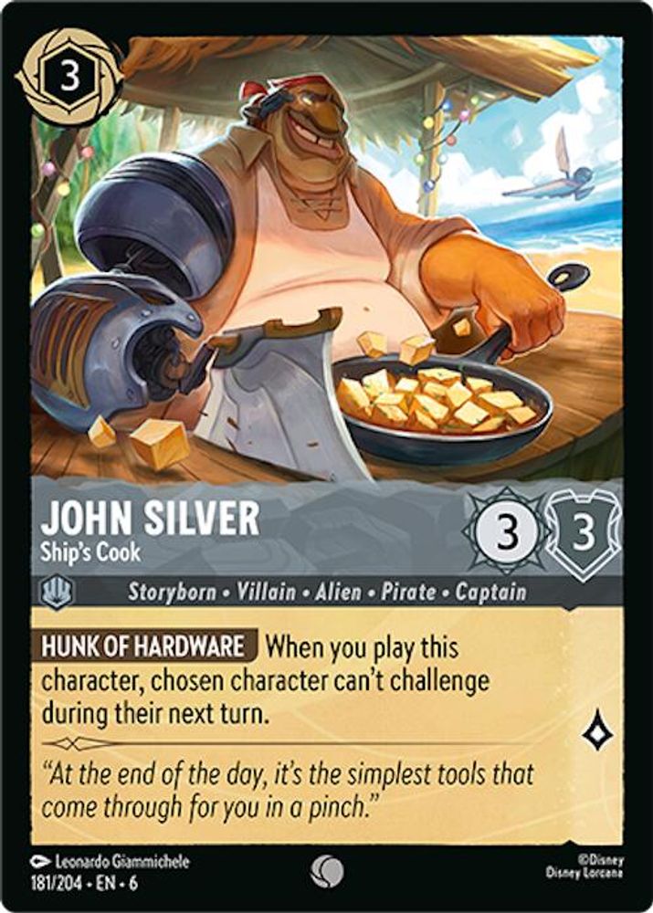 John Silver - Ship's Cook 181/204 Common Azurite Sea Lorcana Near Mint