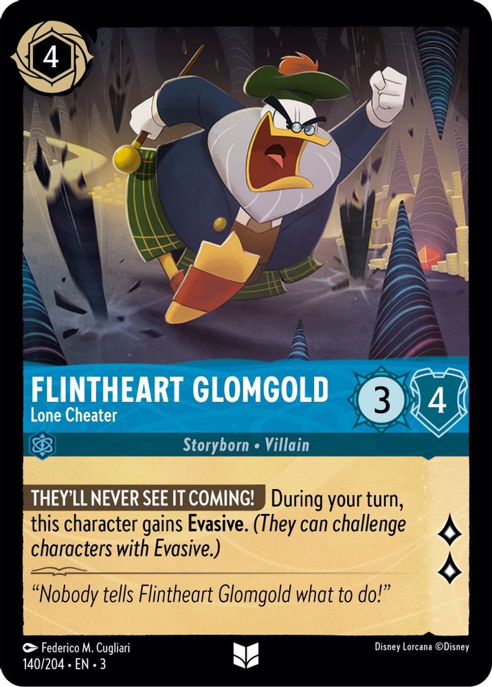Flintheart Glomgold - Lone Cheater 140/204 Uncommon Into the Inklands Lorcana NM