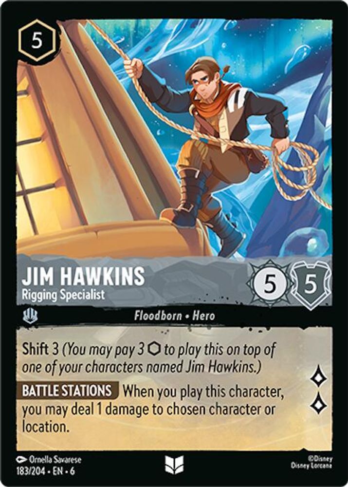 Jim Hawkins - Rigging Specialist 183/204 Uncommon Azurite Sea Lorcana Near Mint