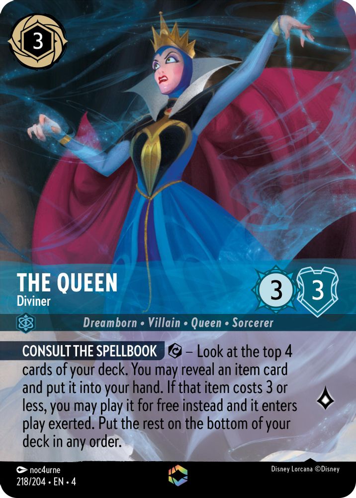 The Queen - Diviner (Enchanted) 218/204 Ursula's Return Lorcana Holo NM