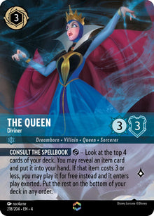 The Queen - Diviner (Enchanted) 218/204 Ursula's Return Lorcana Holo NM