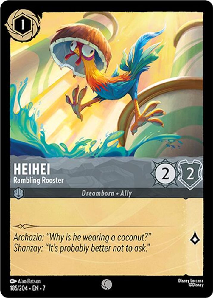 Heihei - Rambling Rooster 185/204 Common Archazia's Island Lorcana Near Mint