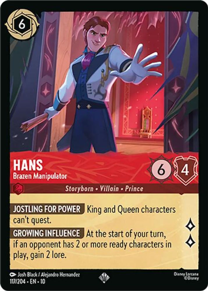 Hans - Brazen Manipulator 117/204 Super Rare Whispers in the Well Lorcana NM