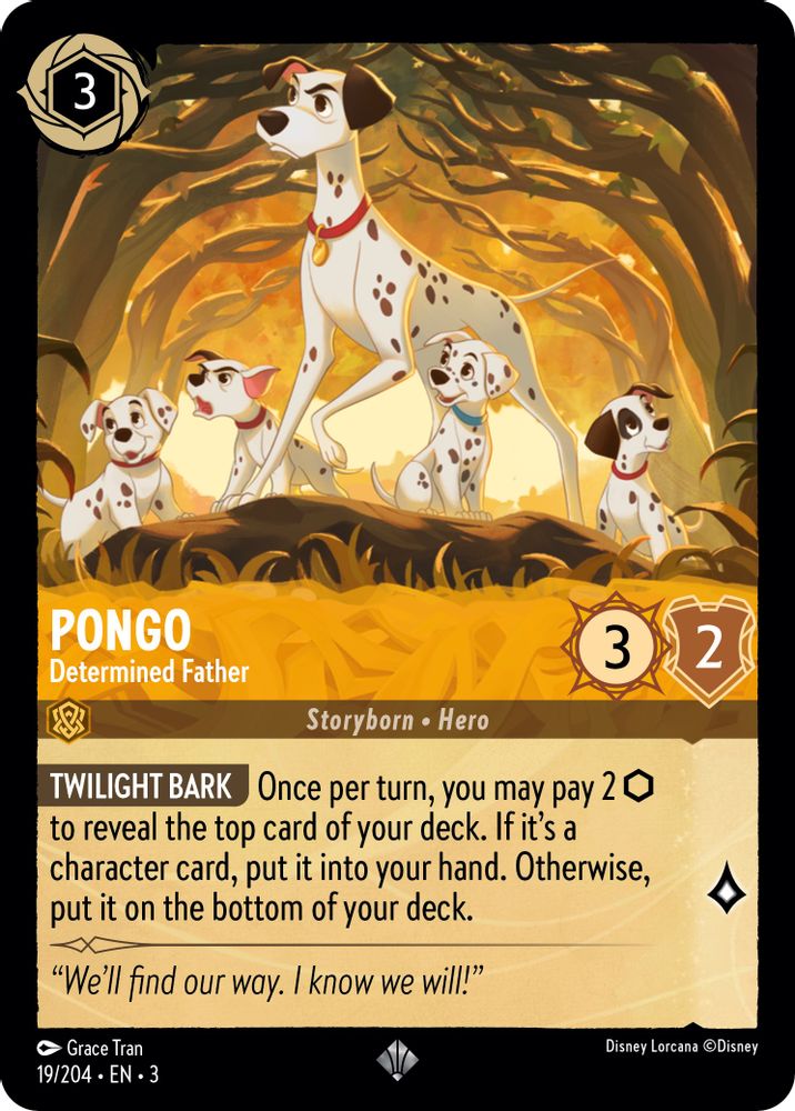 Pongo - Determined Father 19/204 Super Rare Into the Inklands Lorcana Near Mint