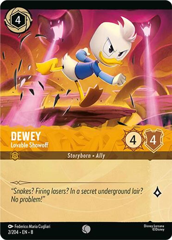 Dewey - Lovable Showoff (Foil) 2/204 Common Reign of Jafar Lorcana Cold Foil NM