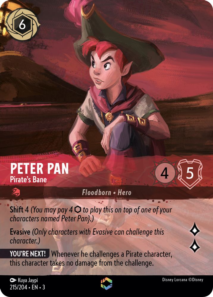 Peter Pan - Pirate's Bane (Enchanted) 215/204 Into the Inklands Lorcana Holo NM