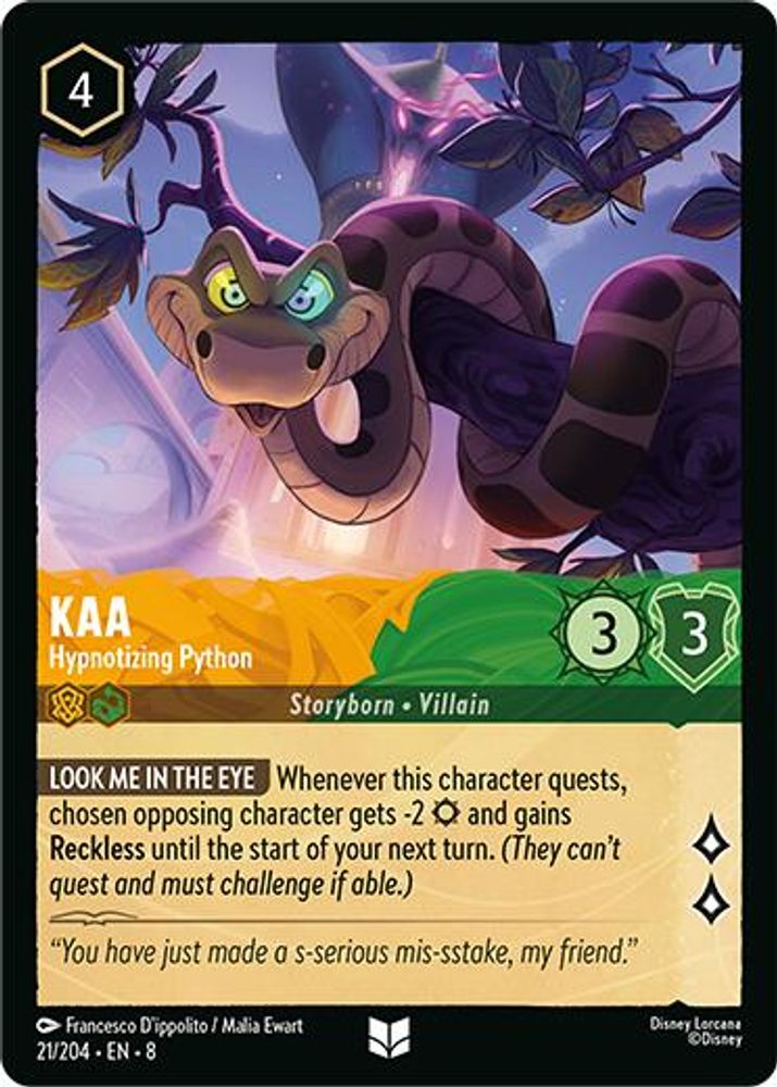 Kaa - Hypnotizing Python 21/204 Uncommon Reign of Jafar Lorcana Near Mint