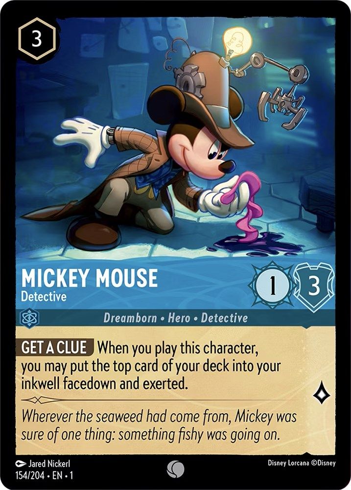 Mickey Mouse - Detective 154/204 Common The First Chapter Lorcana Near Mint