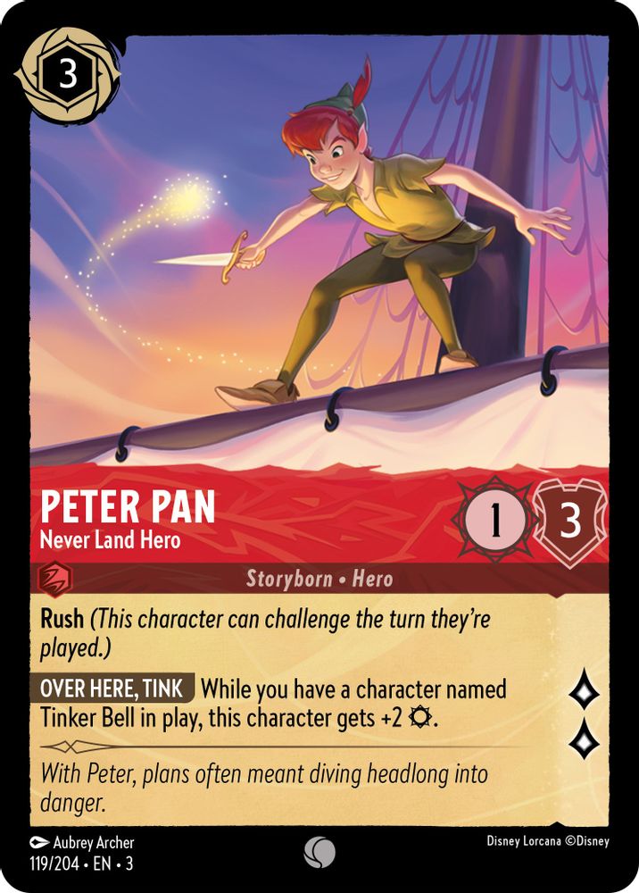 Peter Pan - Never Land Hero 119/204 Common Into the Inklands Lorcana Near Mint