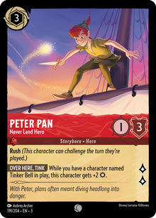 Peter Pan - Never Land Hero 119/204 Common Into the Inklands Lorcana Near Mint