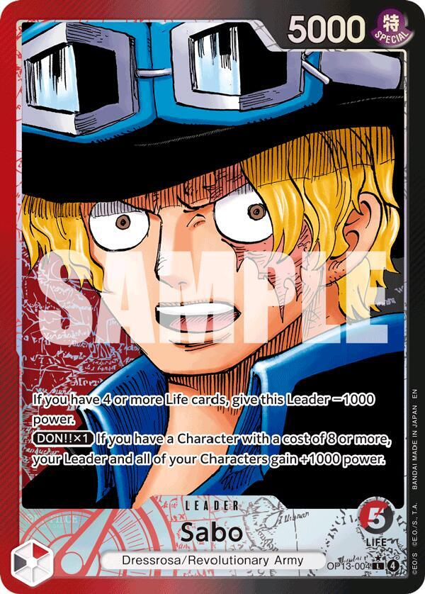 Sabo (004) (Alternate Art) OP13-004 Carrying On His Will One Piece Foil NM