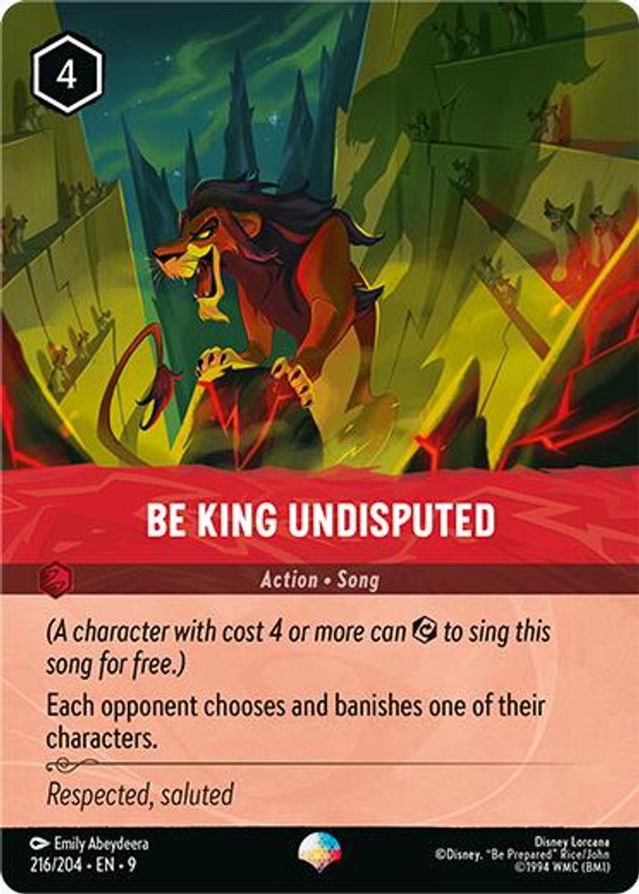 Be King Undisputed (Epic) 216/204 Epic Fabled Lorcana Holo Near Mint