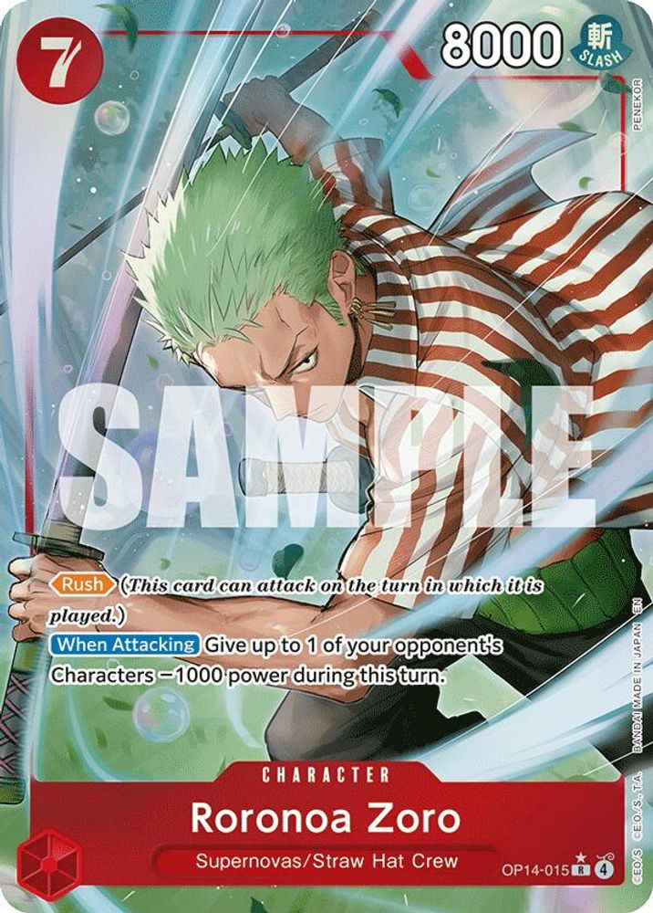 Roronoa Zoro OP14-015 Rare The Azure Sea's Seven One Piece Foil Near Mint