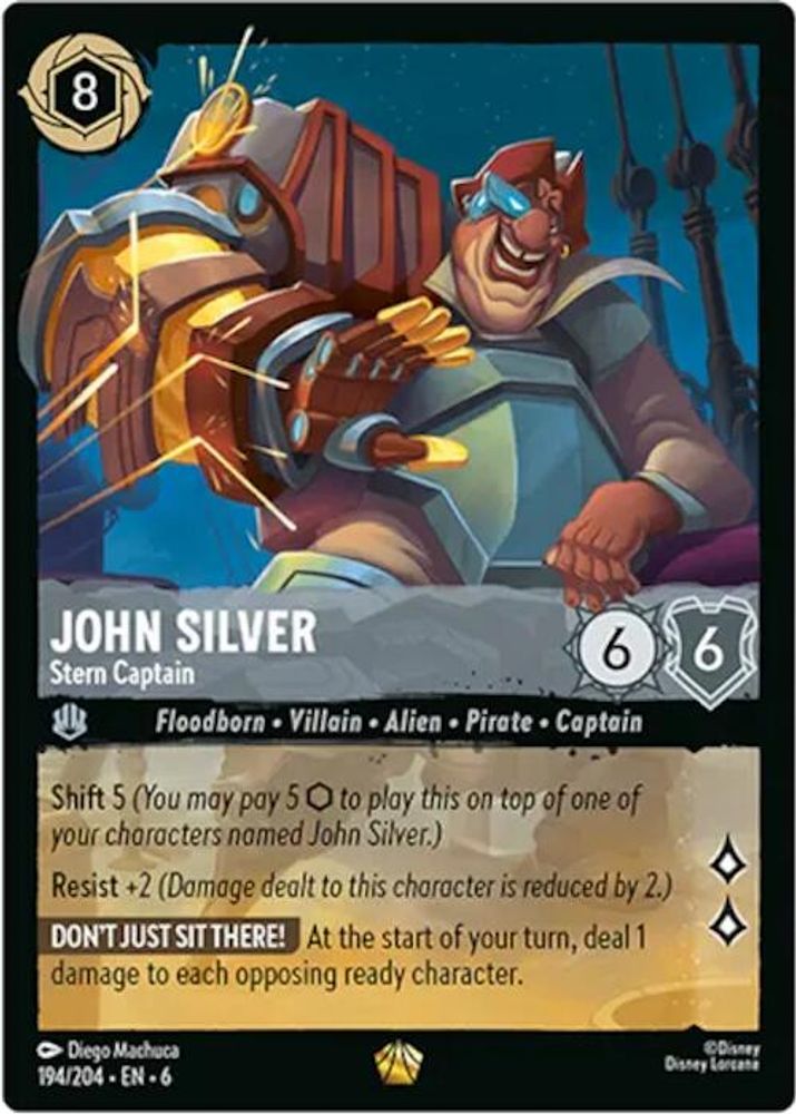 John Silver - Stern Captain 194/204 Legendary Azurite Sea Lorcana Near Mint