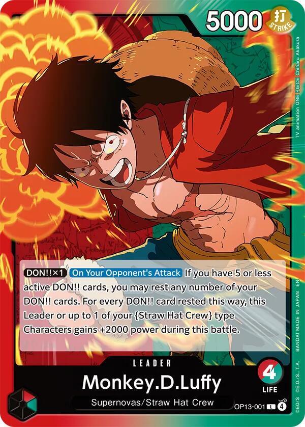 Monkey.D.Luffy (001) OP13-001 Leader Carrying On His Will One Piece Near Mint
