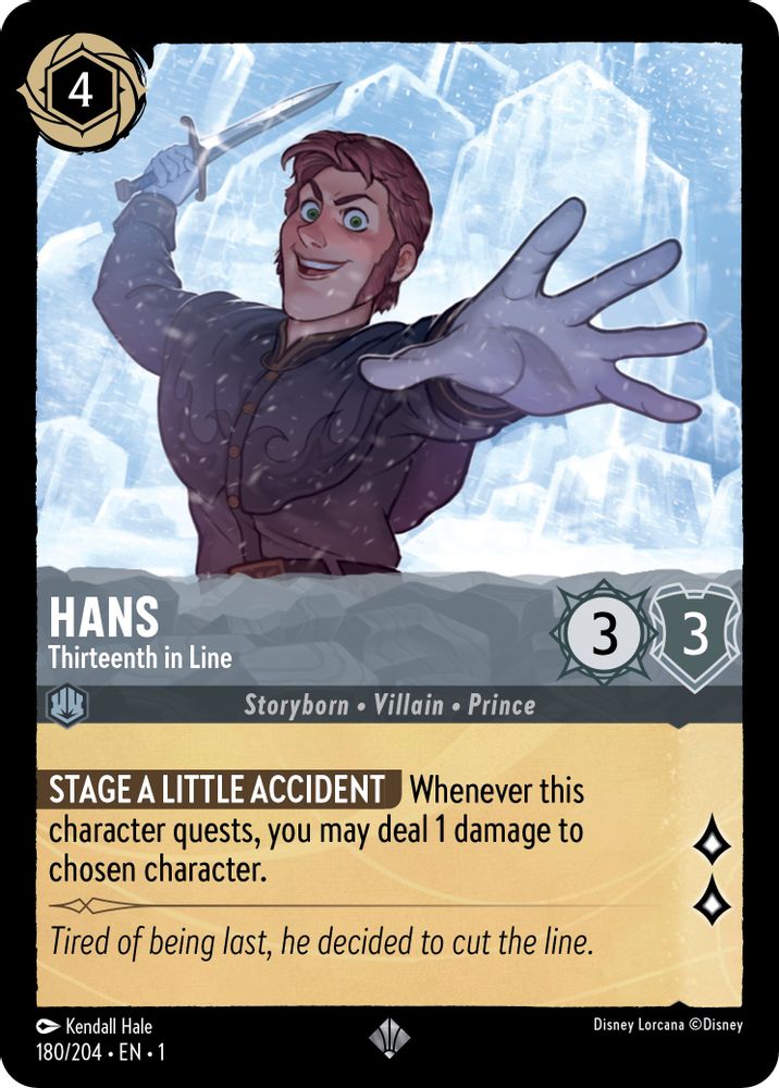 Hans - Thirteenth in Line 180/204 Super Rare The First Chapter Lorcana Near Mint