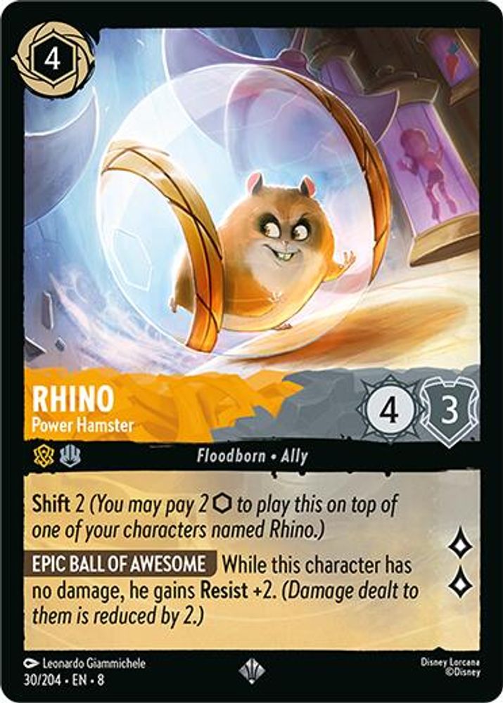 Rhino - Power Hamster 30/204 Super Rare Reign of Jafar Lorcana Near Mint