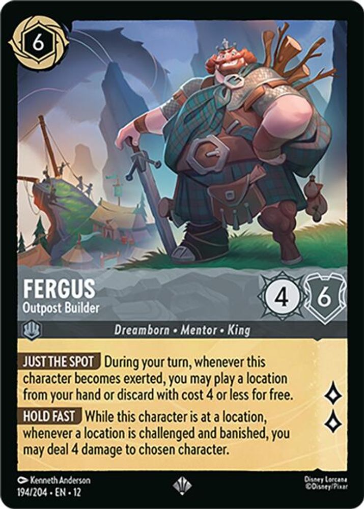 Fergus - Outpost Builder 194/204 Super Rare Wilds Unknown Lorcana Near Mint
