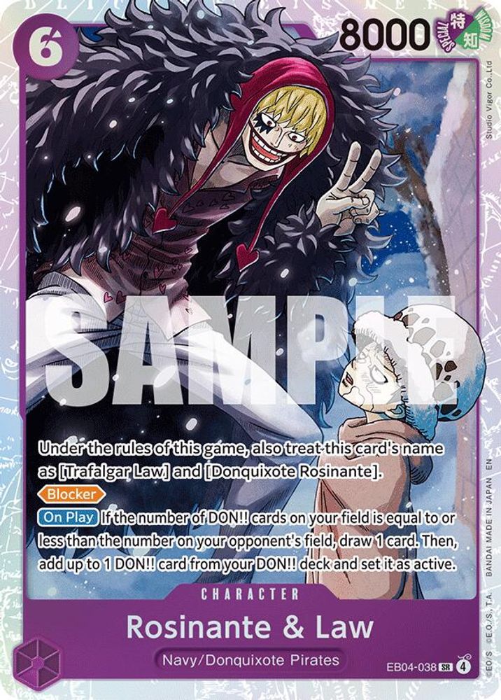 Rosinante & Law EB04-038 Super Rare The Azure Sea's Seven One Piece Foil NM