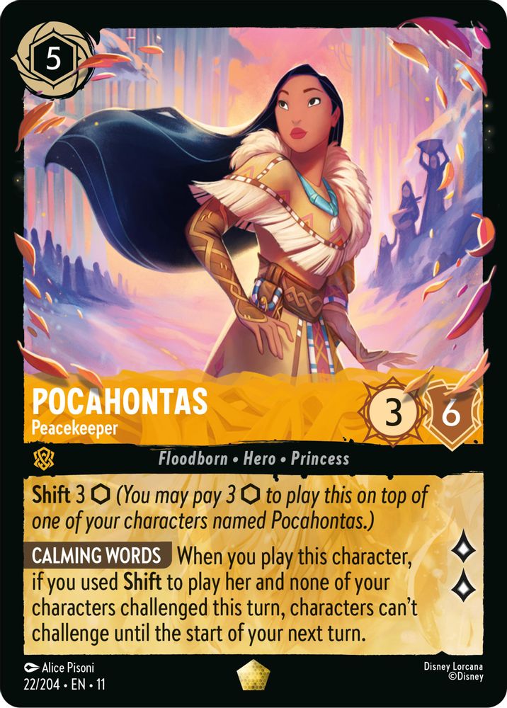 Pocahontas - Peacekeeper 22/204 Legendary Winterspell Lorcana Near Mint