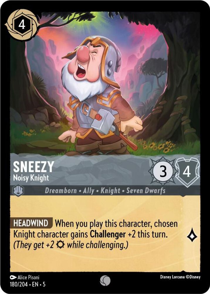 Sneezy - Noisy Knight 180/204 Common Shimmering Skies Lorcana Near Mint