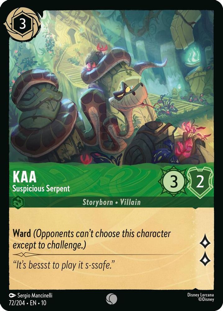 Kaa - Suspicious Serpent 72/204 Common Whispers in the Well Lorcana Near Mint