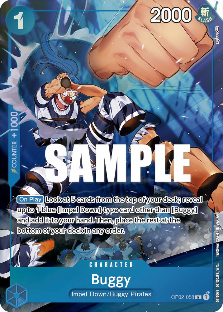 Buggy (Alternate Art) OP02-058 Rare Paramount War One Piece Foil Near Mint