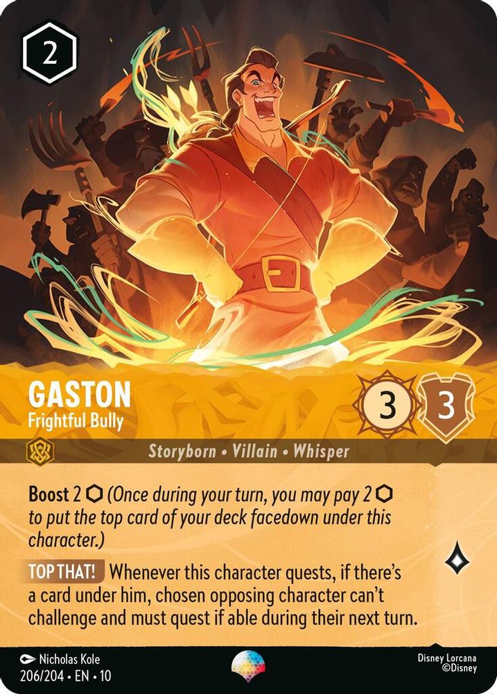 Gaston - Frightful Bully (Epic) 206/204 Whispers in the Well Lorcana Holo NM