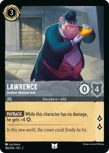 Lawrence - Jealous Manservant 186/204 Uncommon Rise of the Floodborn Lorcana NM