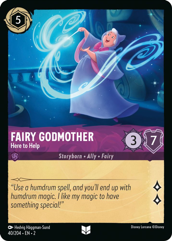 Fairy Godmother - Here to Help 40/204 Uncommon Rise of the Floodborn Lorcana NM