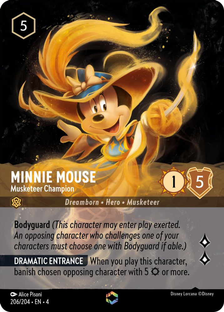 Minnie Mouse - Musketeer Champion (Enchanted) 206/204 Ursula's Return Lorcana Holo NM