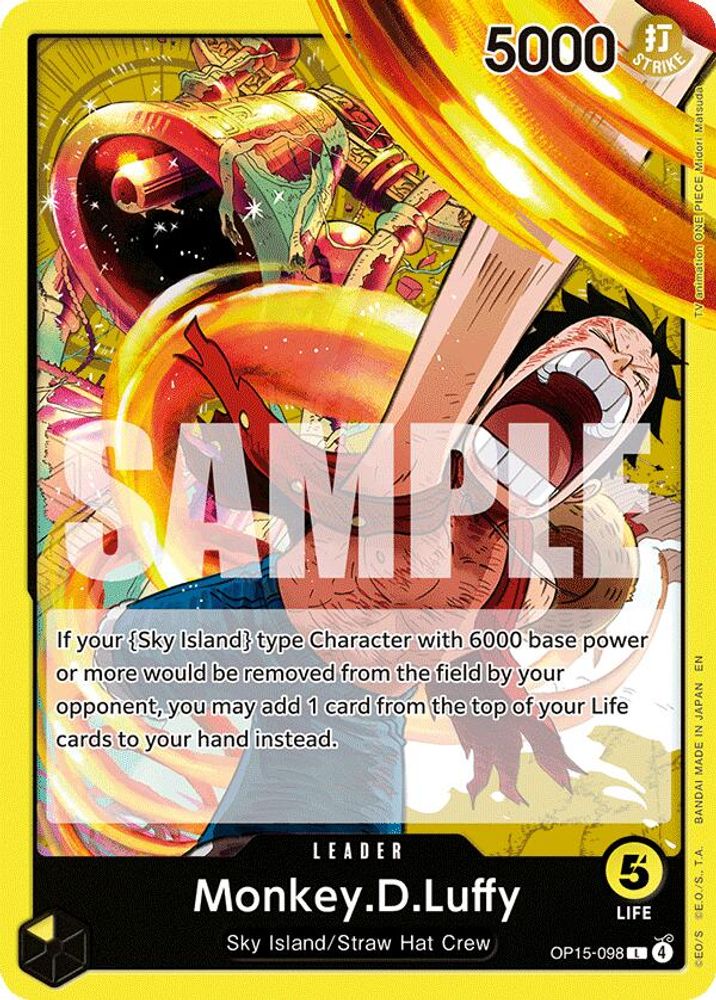 Monkey.D.Luffy OP15-098 Leader Adventure on Kami's Island One Piece Near Mint