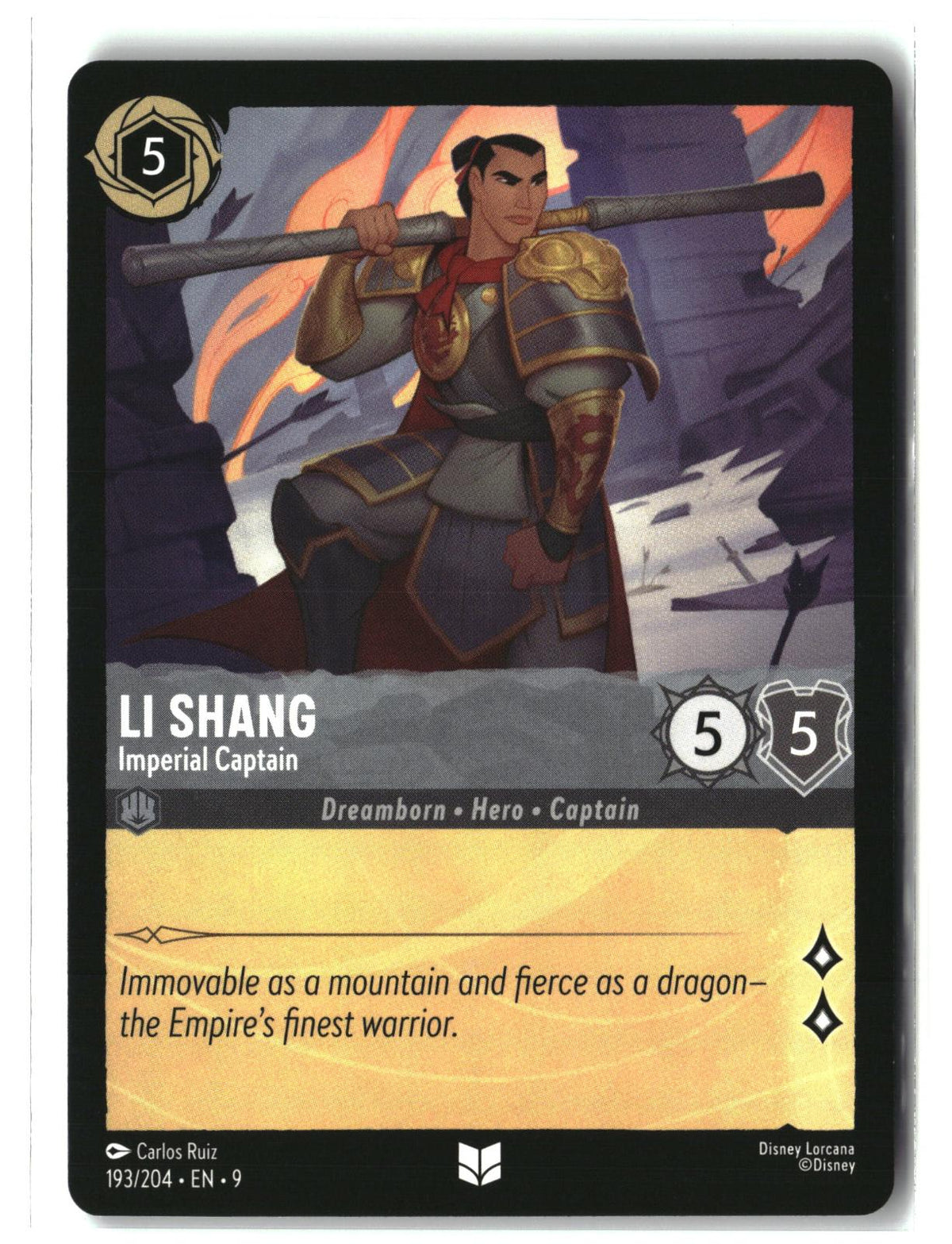Li Shang - Imperial Captain 193/204 Uncommon Fabled Lorcana Lightly Played