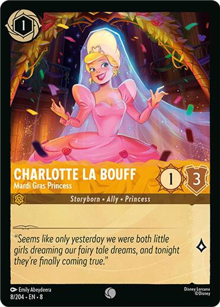 Charlotte La Bouff - Mardi Gras Princess 8/204 Common Reign of Jafar Lorcana NM