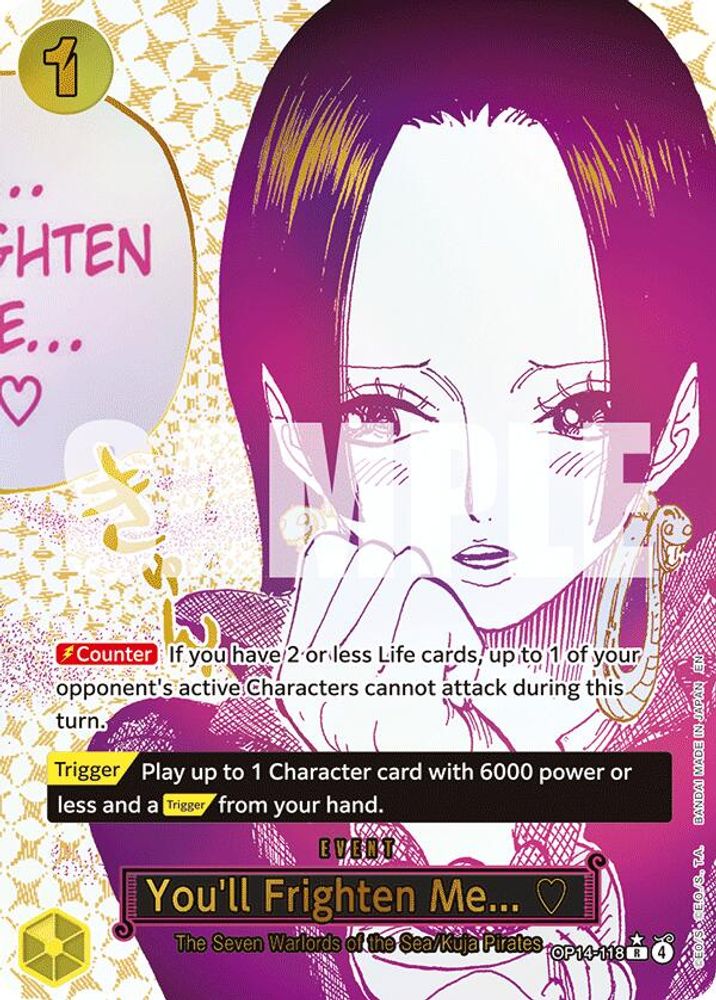You'll Frighten Me... (Alternate Art) OP14-118 The Azure Sea's Seven One Piece Foil NM