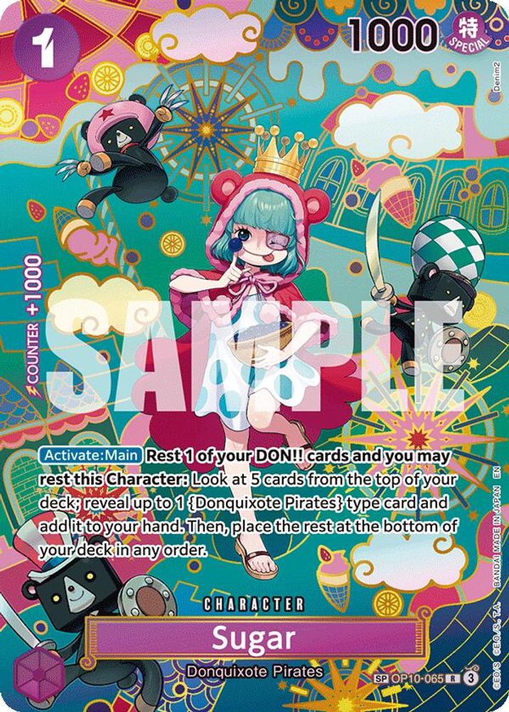 Sugar OP10-065 Rare The Azure Sea's Seven One Piece Foil Near Mint