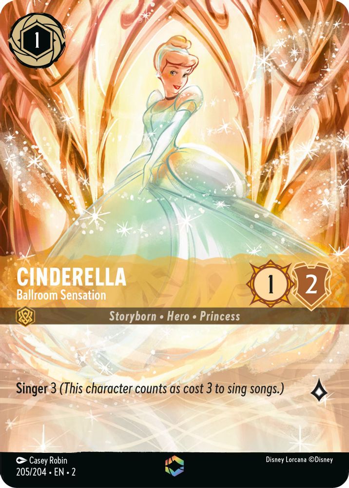 Cinderella - Ballroom Sensation (Enchanted) 205/204 Rise of the Floodborn Lorcana Holo NM