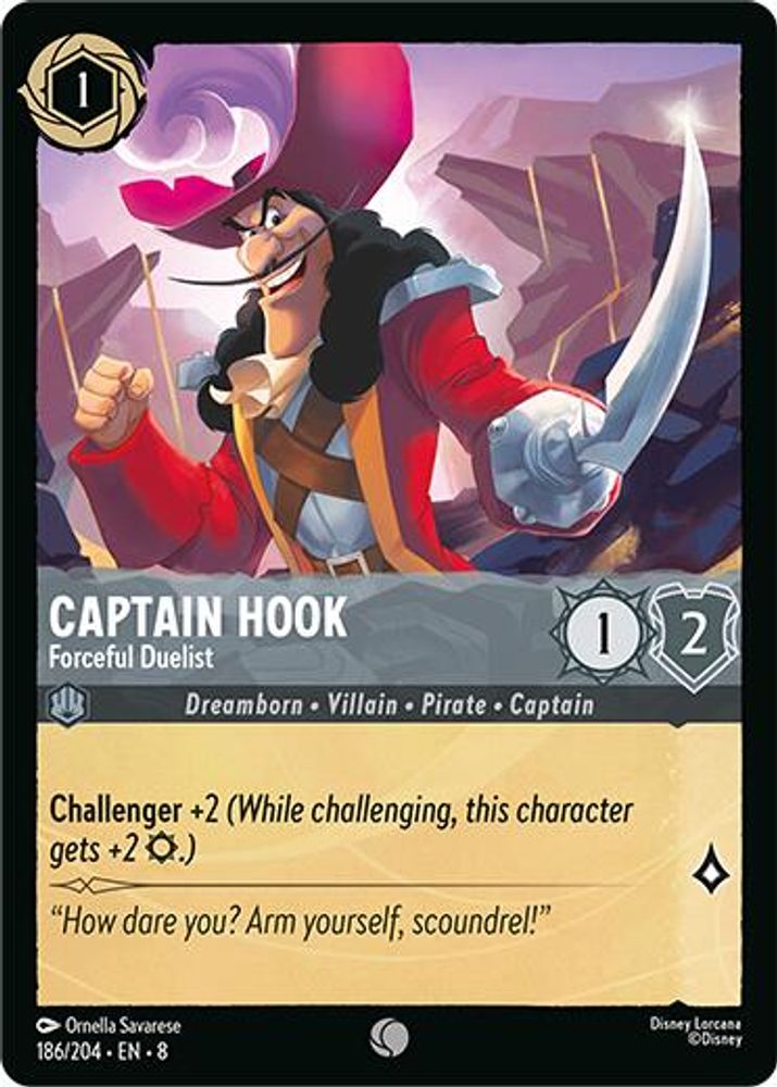 Captain Hook - Forceful Duelist 186/204 Common Reign of Jafar Lorcana Near Mint