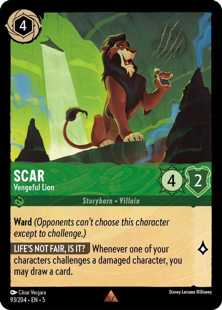 Scar - Vengeful Lion 93/204 Rare Shimmering Skies Lorcana Near Mint