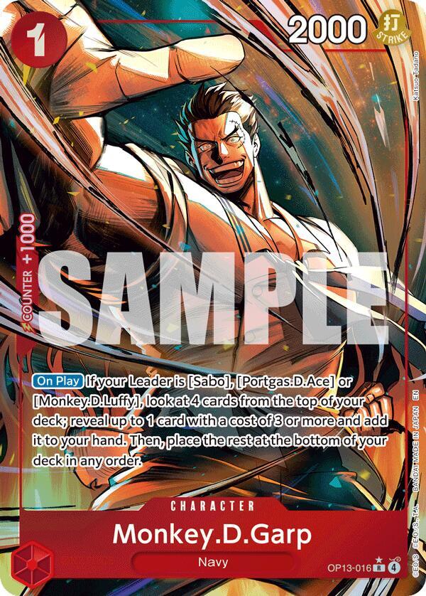 Monkey.D.Garp (Alternate Art) OP13-016 Carrying On His Will One Piece Foil NM
